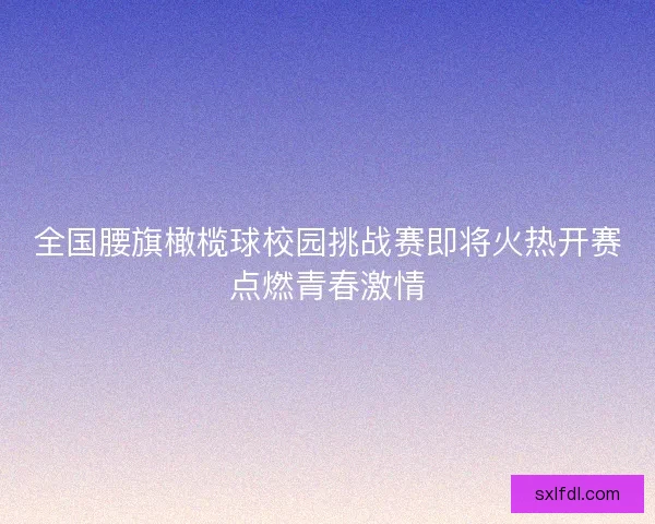 全国腰旗橄榄球校园挑战赛即将火热开赛点燃青春激情